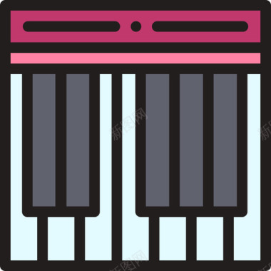 钢琴爱好和自由时间2线性颜色图标图标