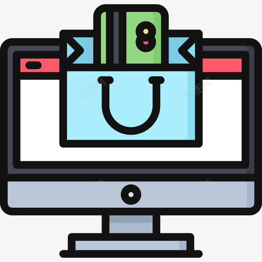 购物袋电脑功能3线性颜色图标svg_新图网 https://ixintu.com 电脑功能3 线性颜色 购物袋