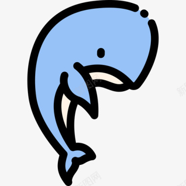 鲸鱼动物30线状颜色图标图标