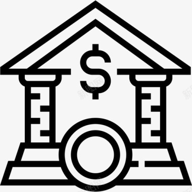 银行银行和金融19线性图标图标