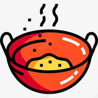 煎锅亚洲食品7线性颜色图标图标