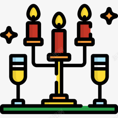 烛台圣诞106线性颜色图标图标