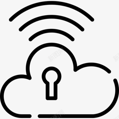 云计算互联网安全线性图标图标
