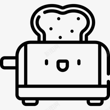 烤面包机厨房用具5线性图标图标