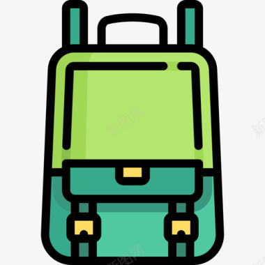 背包假日旅行线性颜色图标图标