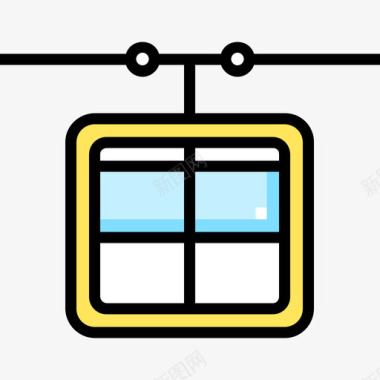 缆车冬季21线性颜色图标图标