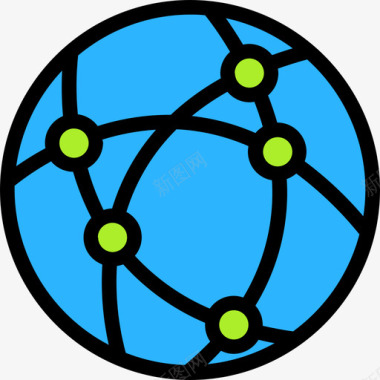 网络球体3线性颜色图标图标