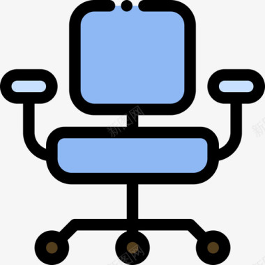 办公椅家用家具3件线性颜色图标图标