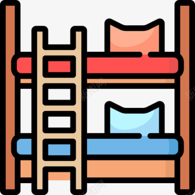 双层床家具47线性颜色图标图标