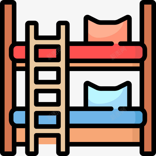 双层床家具47线性颜色图标svg_新图网 https://ixintu.com 双层床 家具47 线性颜色