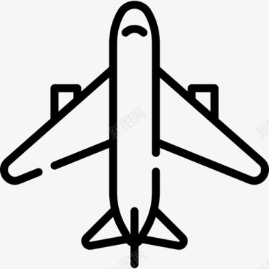 飞机旅行地点表情符号线性图标图标