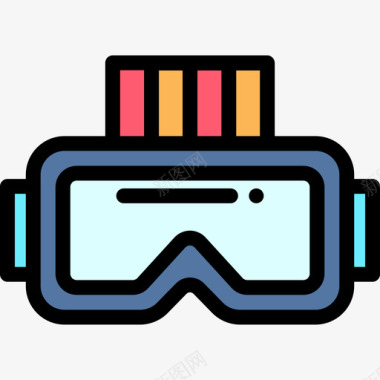 Vr眼镜虚拟现实34线性彩色图标图标