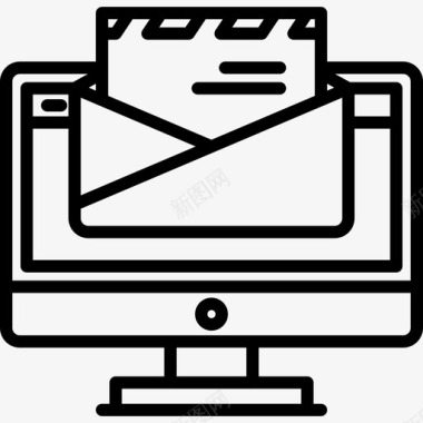电子邮件计算机功能线性图标图标