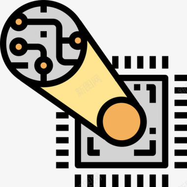 微处理器科学38线性彩色图标图标