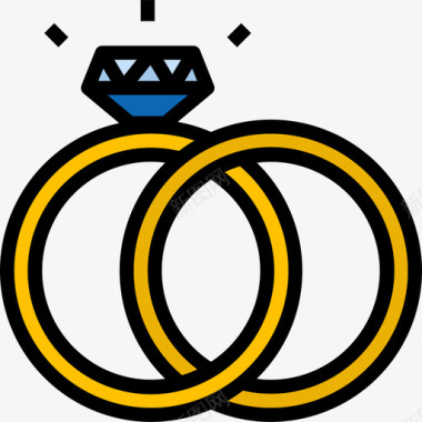 订婚情人节44线性颜色图标图标