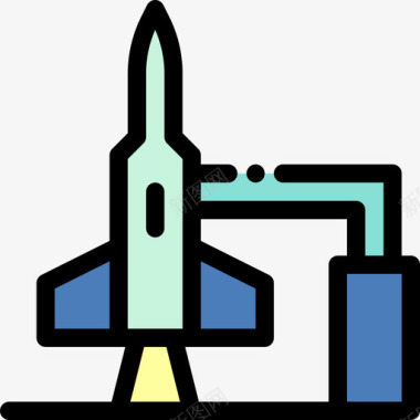 宇宙飞船宇宙20线性颜色图标图标