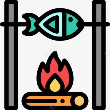 篝火钓鱼7线性颜色图标图标