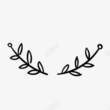 月桂树枝装饰图标图标