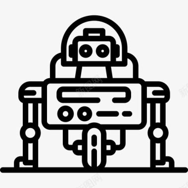 机器人未来技术8线性图标图标