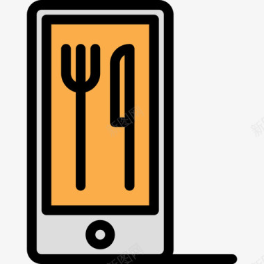 智能手机食物87线性颜色图标图标