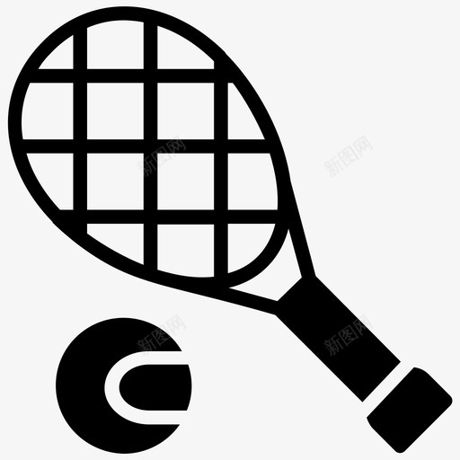 网球壁球网球拍图标svg_新图网 https://ixintu.com 壁球 网球 网球元素字形图标 网球拍