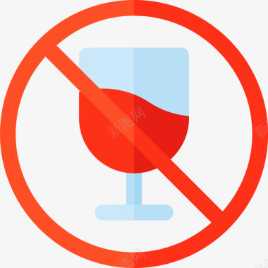 禁止饮酒信号和禁令3平淡图标图标