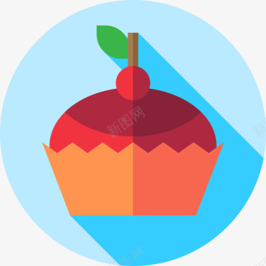 纸杯蛋糕甜点和糖果扁平图标图标