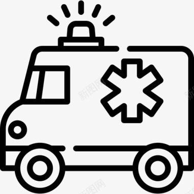 救护车旅行地点表情符号线性图标图标