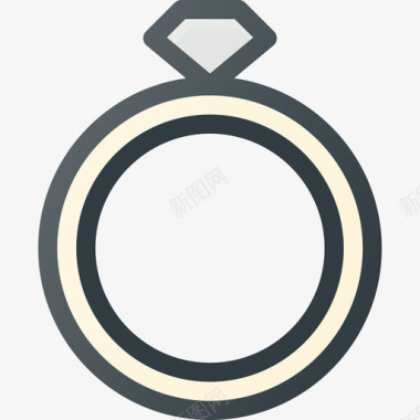 订婚戒指69号婚礼线性颜色图标图标