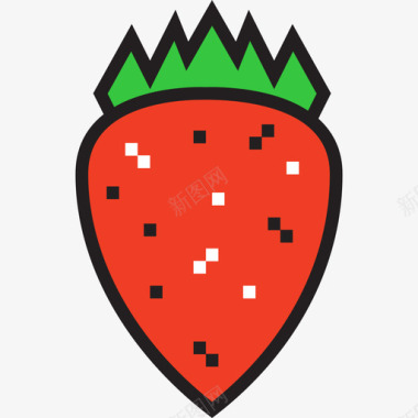 草莓健康食品10线性颜色图标图标