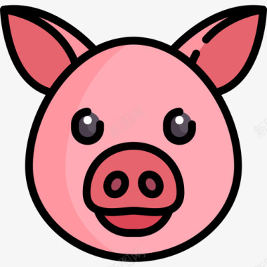 猪动物和自然2线性颜色图标图标
