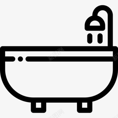 浴缸家用家具4线性图标图标