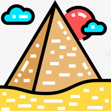 金字塔地标18线性颜色图标图标