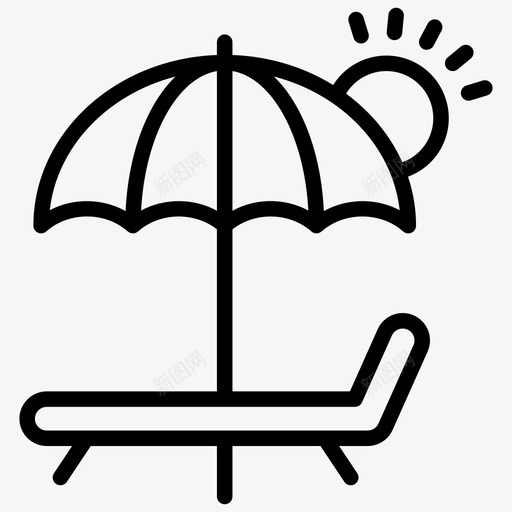日光浴海滩躺椅图标svg_新图网 https://ixintu.com 度假线路图标 日光浴 晒黑 海滩 躺椅 遮阳伞 雨伞