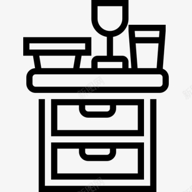 餐桌厨房工具直线型图标图标