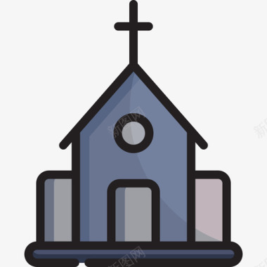 教堂婚礼19直线颜色图标图标