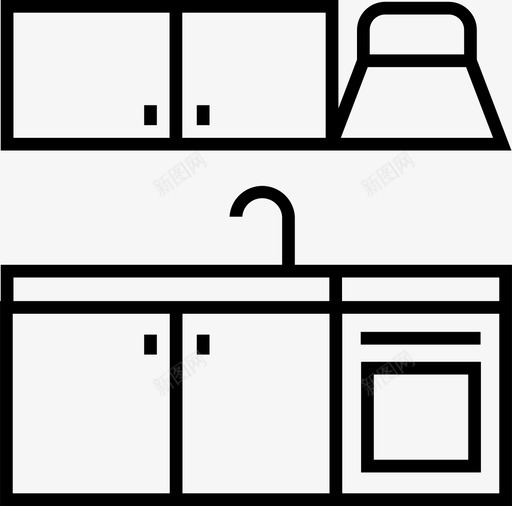 水槽橱柜引擎盖图标svg_新图网 https://ixintu.com 厨房家具 引擎盖 橱柜 水槽 烤箱
