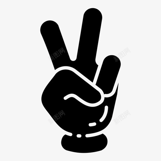 胜利标志手指手势图标svg_新图网 https://ixintu.com 卡通手势 和平 和平标志 手 手势 手指 胜利标志