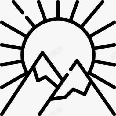 日落旅行地点表情符号线性图标图标