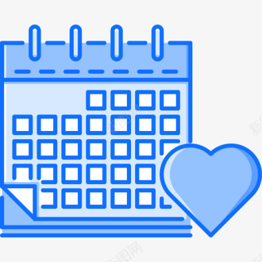 日历爱情44蓝色图标图标