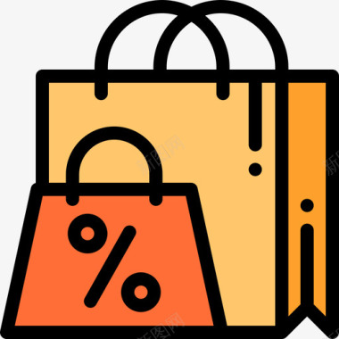 购物袋销售13线性颜色图标图标