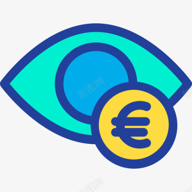 眼睛银行和金融15线性颜色图标图标