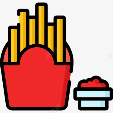 薯条食品84原色图标图标