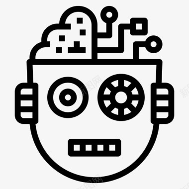 人工智能机器人人脸图标图标