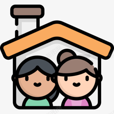 家家庭生活12线性颜色图标图标