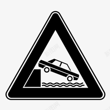码头或河岸汽车坠落图标图标