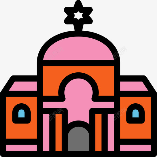 犹太教堂城市建筑2线性颜色图标svg_新图网 https://ixintu.com 城市建筑2 犹太教堂 线性颜色