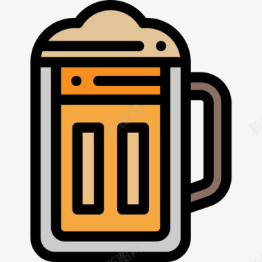 啤酒野生西部18线性颜色图标图标