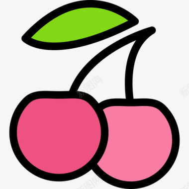 樱桃食物87线形颜色图标图标