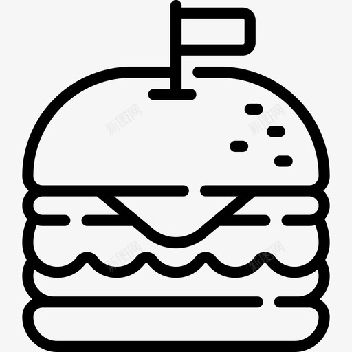 汉堡日常用品动作线性图标svg_新图网 https://ixintu.com 日常用品动作 汉堡 线性